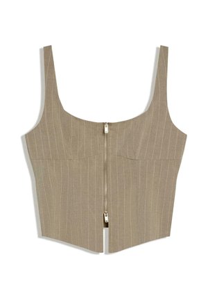 Bershka STRAPPY WITH ZIP - Bluse - khaki