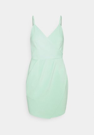 WRAP PLEATED MINI DRESS - Shift dress - mint