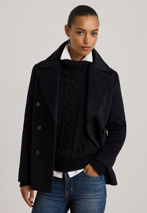 OVERSIZE-COLLAR DOUBLE-BREASTED COAT - Ελαφρύ μπουφάν - black