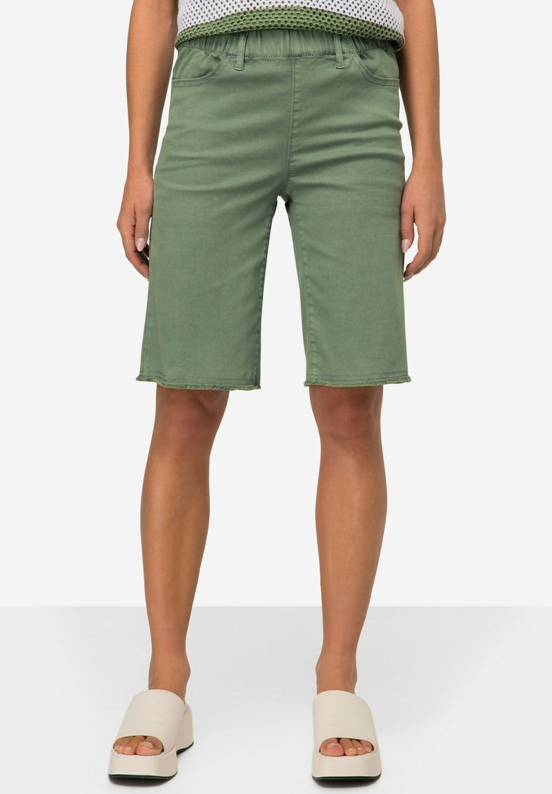 LAURASØN BERMUDA FRANSENSAUM ELASTIKBUND - Shorts vaqueros - khaki