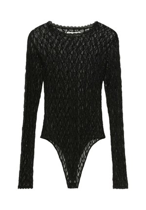 PULL&BEAR, LONG SLEEVE LACE - BODYSUIT - Blúzka - black