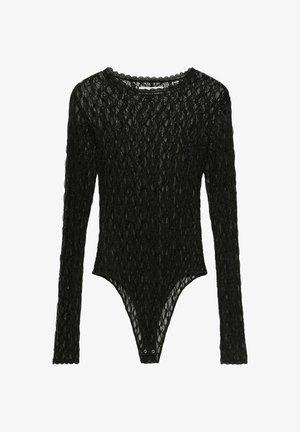 PULL&BEAR, LONG SLEEVE LACE - BODYSUIT - Blúzka - black