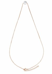 Roségullkjede med en sentral perle, delikat tekstur, og en justerbar clasp samt forlengerkjede for tilpasning av lengden.