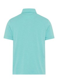 Polo à manches courtes turquoise clair vu de dos avec un col classique et une texture unie.