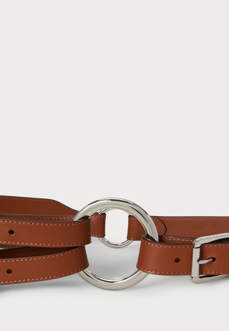 Lauren Ralph Lauren O Ring Buckle Leather Belt Brown/Tan Size Medium Leather O-Ring Stacked Wide Belt main image 2