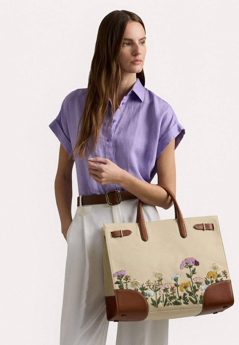 Lauren Ralph Lauren DEVYN TOTE LARGE - Veľká kabelka - riviera floral/sand/tan