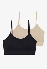 Even&Odd active 2 PACK ESSENTIAL SEAMLESS LIGHT SUPPORT SPORTS BRA - Αθλητικό σουτιέν ελαφριάς στήριξης - beige/black