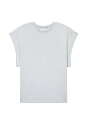 T-shirt a maniche corte di colore grigio chiaro con scollo rotondo e vestibilità ampia, realizzata in tessuto morbido.