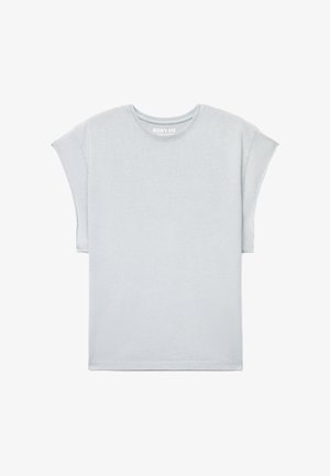 T-shirt a maniche corte di colore grigio chiaro con scollo rotondo e vestibilità ampia, realizzata in tessuto morbido.