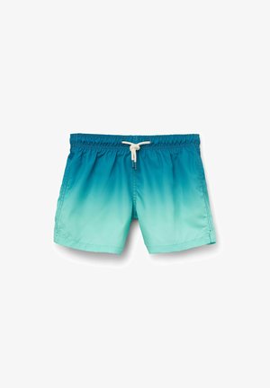 Svømmebukser i gradient teal, med elastisk talje og snoretræk. Glat, letvægtsstof med modern skæring.