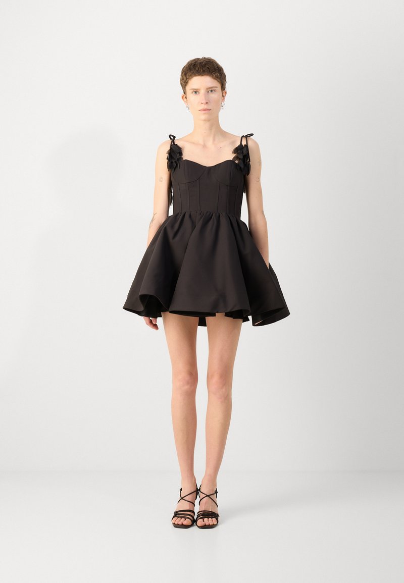jarlo black lace dress Izzy High Neck Maxi Dress with Lace Waist Detail