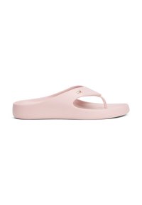 Sandal cu flip-flop roz, din material moale și flexibil, cu un design minimal. Include o prelungire pentru degetul mare și un mic accent de brand lângă curea.