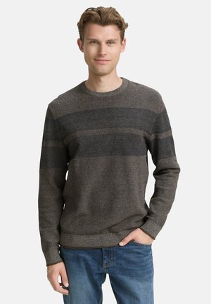 MIT TONALEN STREIFEN - Strickpullover - navy cognac cream multi color