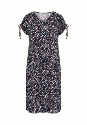Ulla Popken, POLKA DOT GATHERED SHOULDERS DRESS - Abito a t-shirt - dark taupe