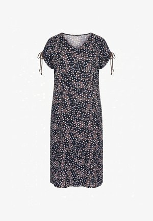 Ulla Popken, POLKA DOT GATHERED SHOULDERS DRESS - T-Shirt-Kleid - dark taupe