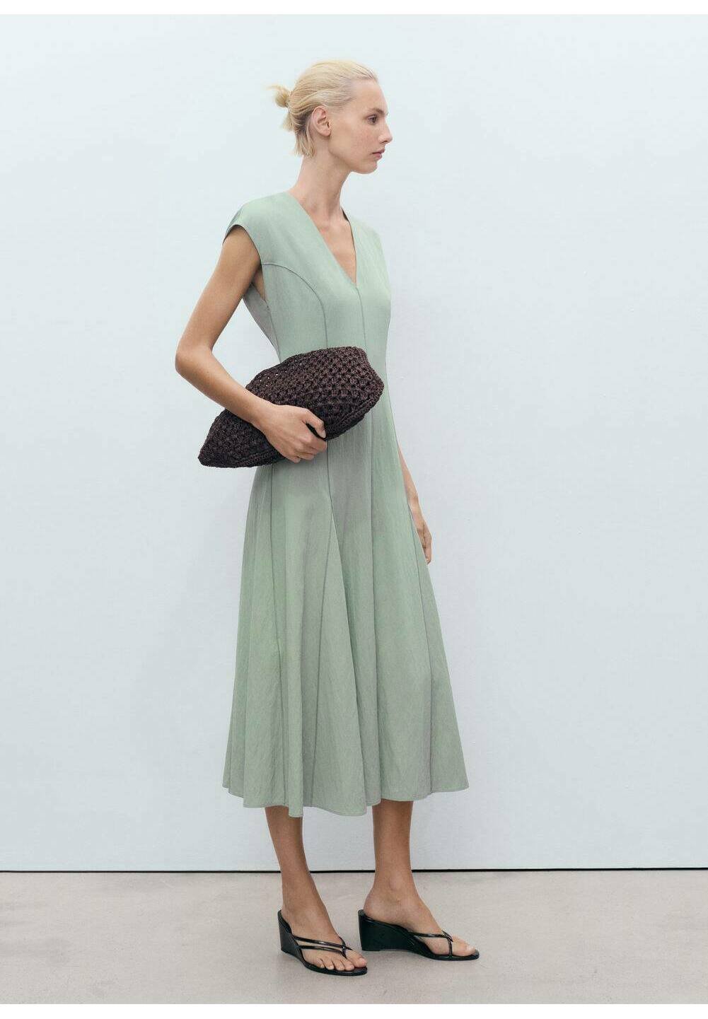 Mango MIDI WITH STITCHING - Day dress - green - Zalando.co.uk