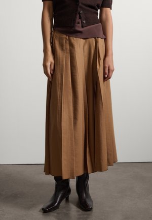 Stefanel, PLEATED MIDI SKIRT. - Falda acampanada - light tobacco brown
