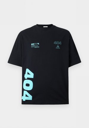 YOURTURN, OVERSIZED FIT - T-shirt imprimé - black/light blue