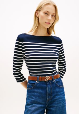 Tommy Hilfiger, BOAT NECK THREE-QUARTER SLEEVE T-SHIRT - Top s dlhým rukávom - dark night navy/ecru