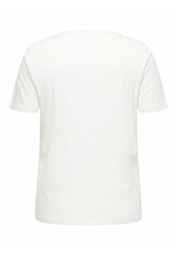 Valkoinen puuvillainen t-paita lyhyillä hihoilla, pyöreällä pääntiellä ja rentoa istuvuutta. Ei näkyviä kuvioita tai yksityiskohtia. Sujuva pinta.