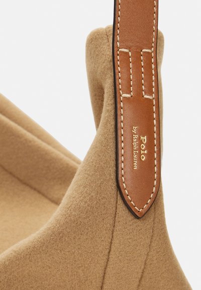Polo Ralph Lauren Leather Trim Flannel Sling Bucket Bag - Rokassoma - camel