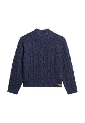 Superdry & Co, CABLE MOCK NECK - Trui - island navy twist