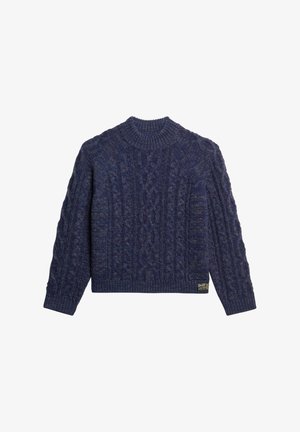 Superdry & Co, CABLE MOCK NECK - Trui - island navy twist