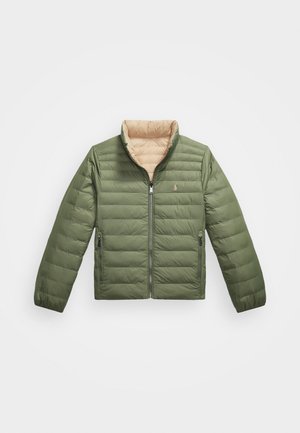Polo Ralph Lauren P-LAYER 2 REVERSIBLE MOCKNECK JACKET - Chaqueta de plumas - vintage khaki/mint olive