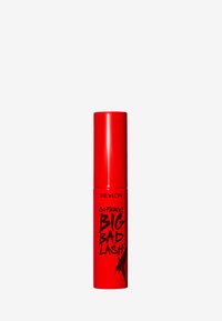 Mascara Revlon Big Bad Lash dans un tube cylindrique rouge vif, avec du texte noir en gras et une finition brillante. Design à bouchon vissé pour une ouverture facile.