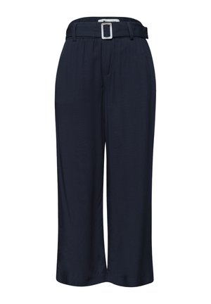 Street One, WIDE LEG HOSE MIT GÜRTEL UND LEO-PRINT - Pantalon classique - deep blue