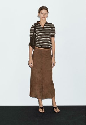 WITH STRIPED - Poloshirt - brown
