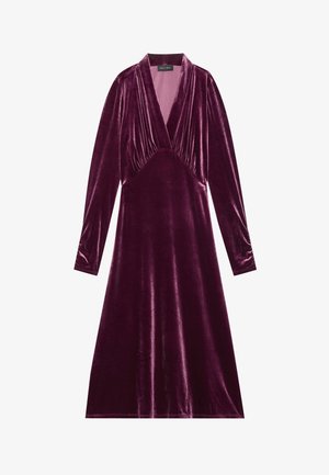 Pikad varrukad, sügavlilla sametkleit V-dekoltee ja kogutud detailidega rinnaosa, märgistatud Anna Field.