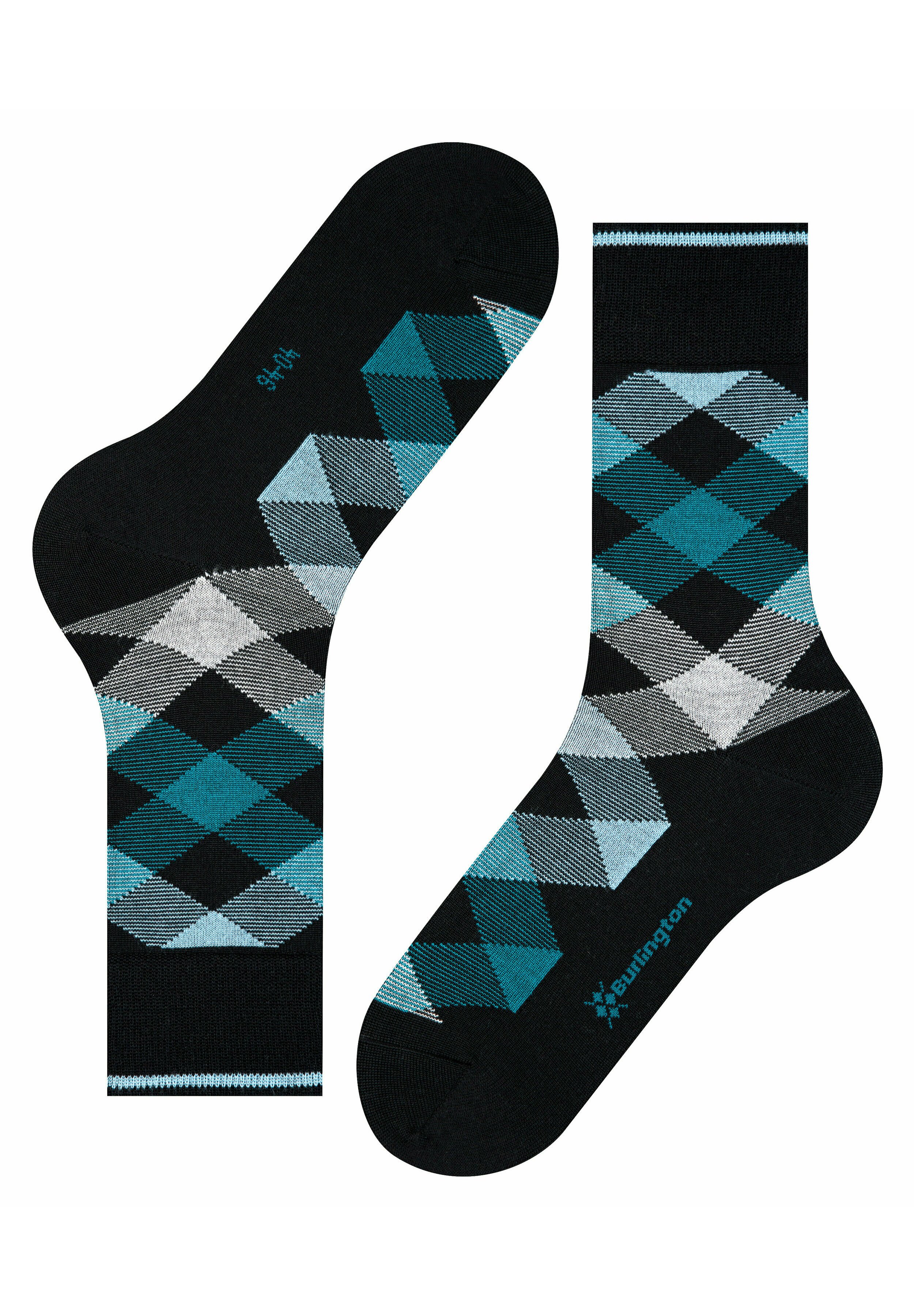 Burlington Herrensocken Newcastle Melange – Atmungsaktiv, Geruchshemmend, Mit Flacher Naht & Argyle-Muster, Einheitsgröße 40-46, 1 Paar