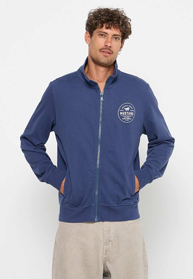 mustang Sweater met rits blauw