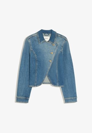 Bershka, ASYMMETRIC BUTTONED COMFORT-FIT DENIM JACKET - Veste en jean - dark blue