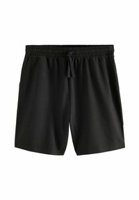 Pantalones cortos negros con cinturilla elástica y cordón. Cuenta con dos bolsillos laterales y una tela suave y ligera. Corte regular.