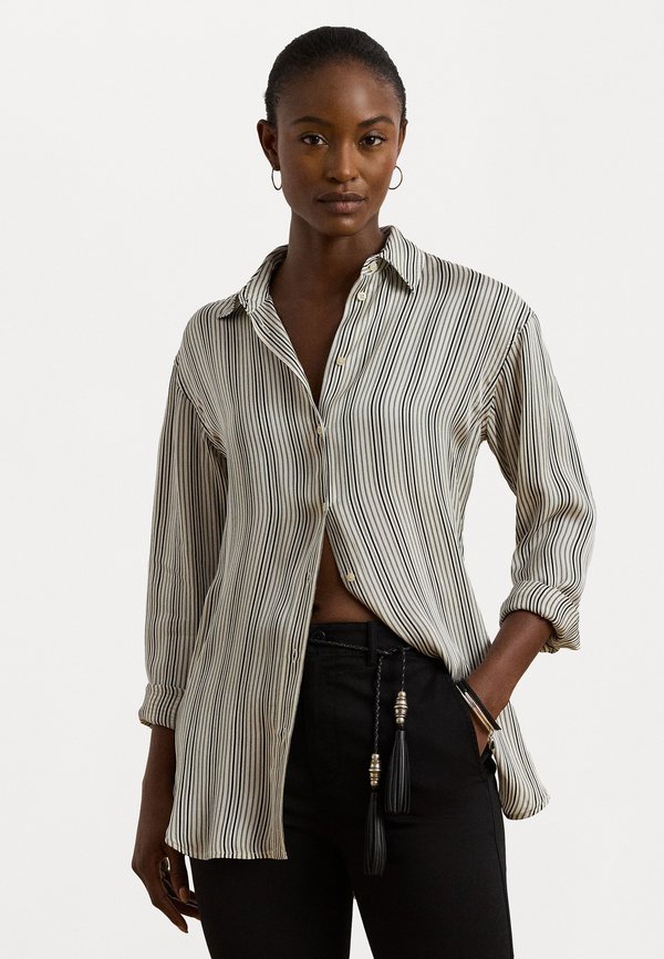 Relaxed Fit Striped Satin Shirt - Button-down blouse