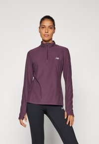 New Balance SPORT ESSENTIALS SPACE DYE QUARTER ZIP - Majica z dolgimi rokavi - plum/brown heather