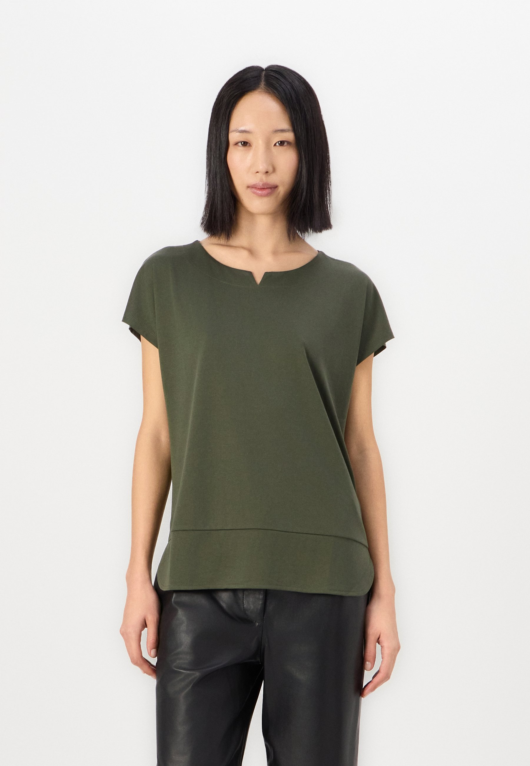 売れ筋商品|||トムテイラー Tシャツ レディース トップス MIX CREW NECK - Print T-shirt - deep forest green TOM TAILOR MIX CREW NECK - T-shirt print - deep forest green