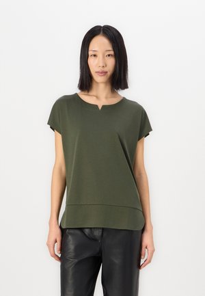 TOM TAILOR MIX CREW NECK - Print T-shirt - deep forest green