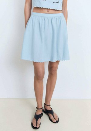 EMBROIDERED  WITH SCALLOPED HEM - Gonna a campana - light blue