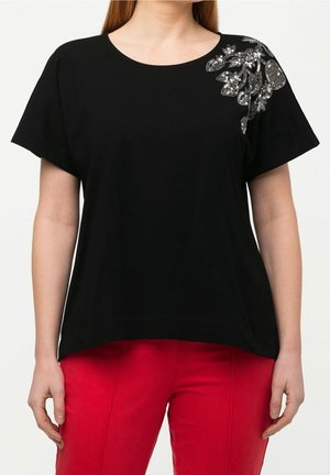 T-shirt med print - metallic black