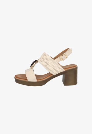 Pink Desert, R-82 SANDALIAS CON PIEDRA DE TACÓN MEDIO MUJER - Sandalias de tacón - beige