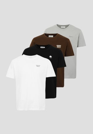 4 PACK - Nyomott mintás póló - white/black/brown/sage