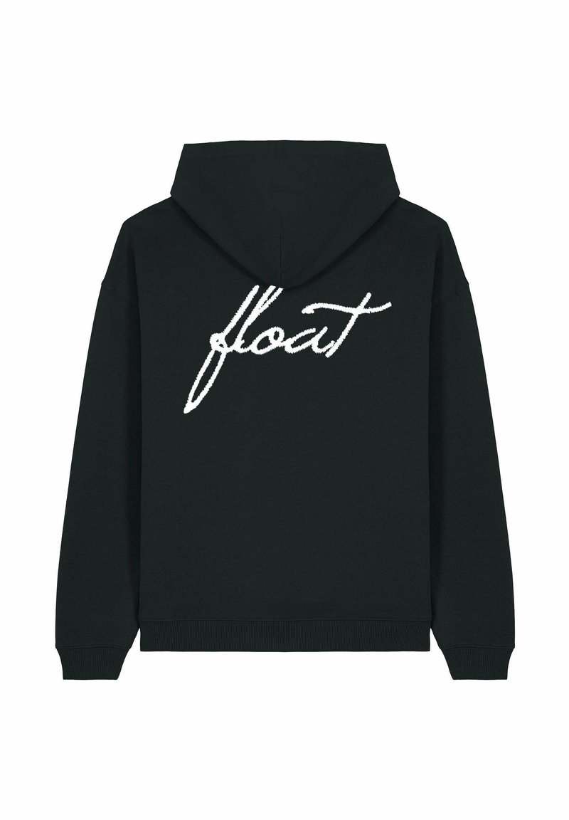 Felpa nera con cappuccio caratterizzata da un testo bianco in stile scritto a mano "float" sul retro. Realizzata in tessuto morbido, con una vestibilità comoda e cappuccio con coulisse.