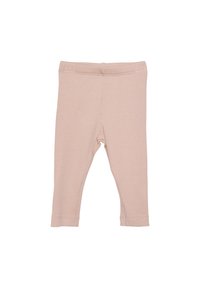 Lichtroze leggings van ribbelstof met een elastische tailleband en aansluitende enkelboorden. Ontworpen voor een comfortabele pasvorm.