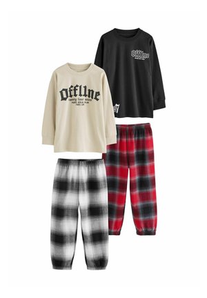 LONG SLEEVE CHECK 2 PACK SET - Pidžaamakomplekt - black red stone offline