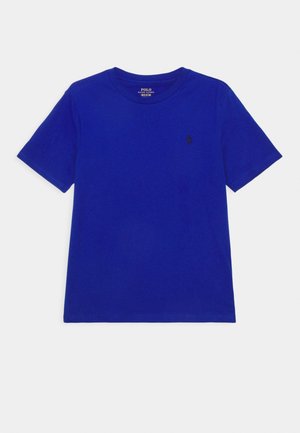 Royal blå T-shirt med korte ærmer og rund halsudskæring med lille sort Polo Ralph Lauren-logo på venstre bryst.