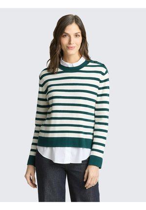 MIT STREIFENMUSTER - Pullover - white green knit stripe