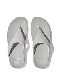Grijze flip-flops met een getextureerde rubberen zool en een zachte stoffen teenband. Het ontwerp heeft een minimalistische vorm en het merkje op de zool.
